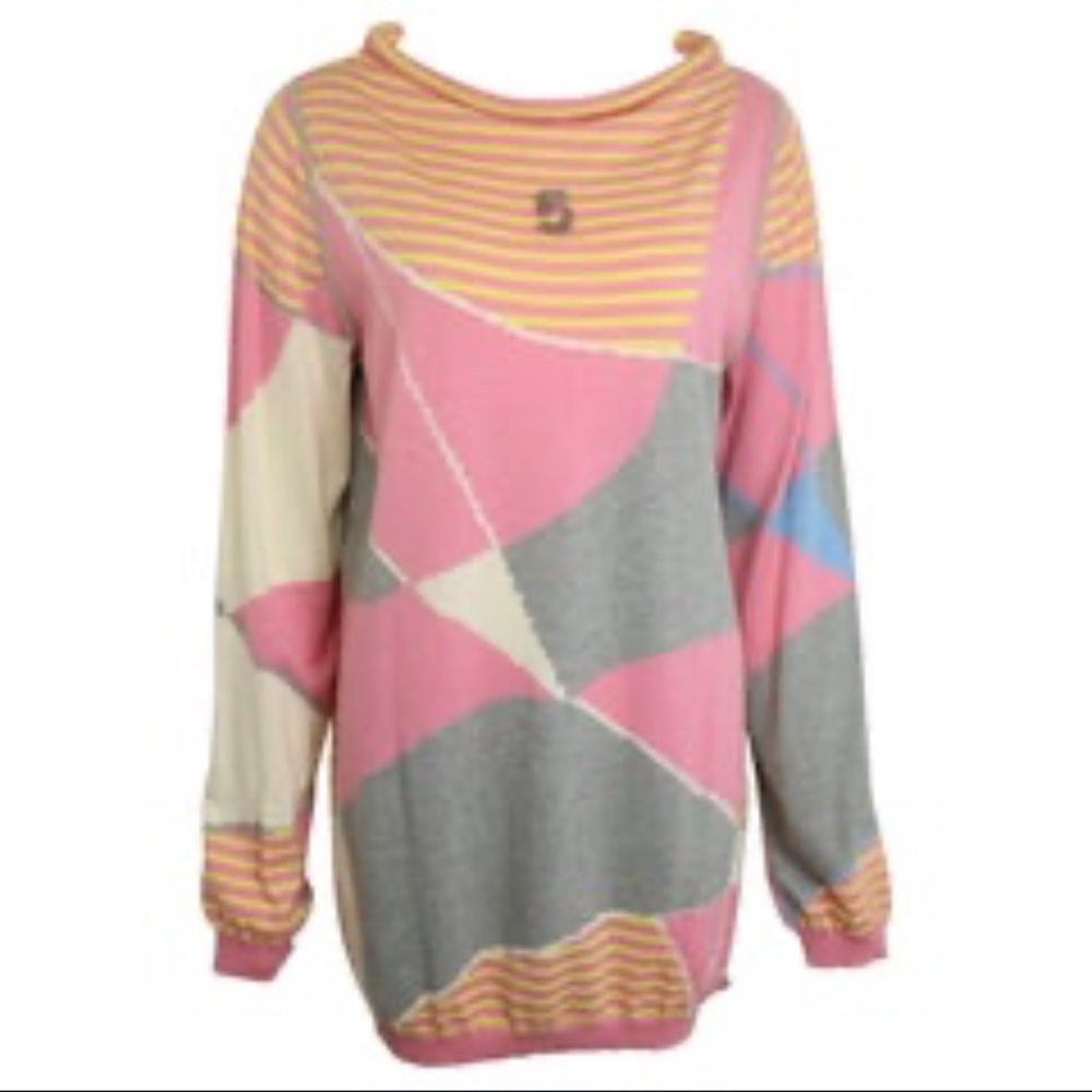 Chanel Asymmetrical Color Block Vintage Sweater